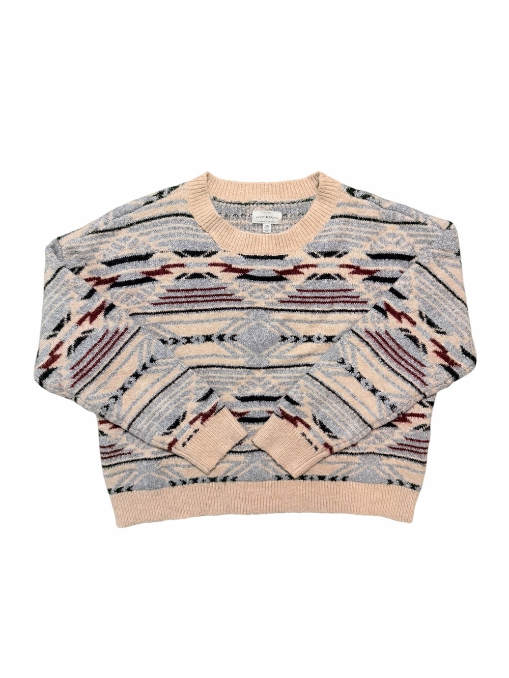 Lucky Brand Aztec Geometric Pattern Sweater, Womens Large